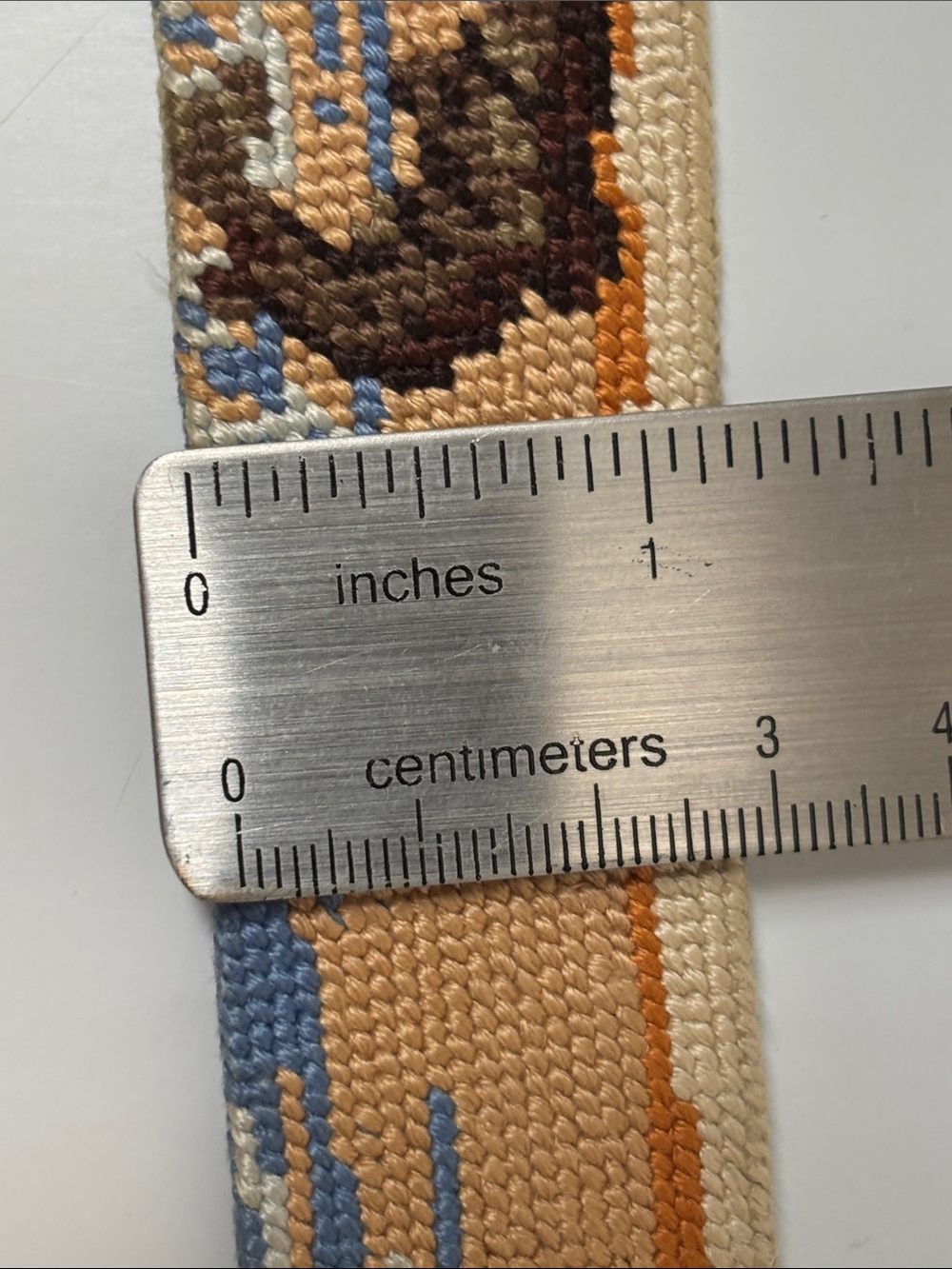 Smathers & Branson Parlour Size 32 fly fishing design needlepoint leather belt. - Picture 8 of 9